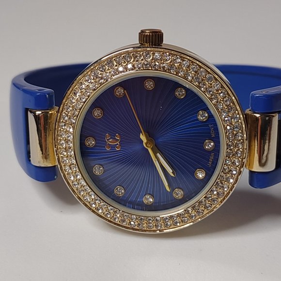Blue And Gold Tone 6 Inch Cuff Watch - Picture 3 of 12